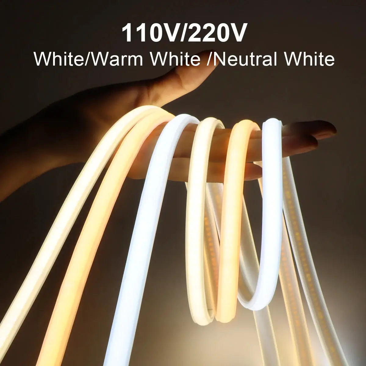 220V 110V COB Led Strip With EU US Plug Power Switch Waterproof Led Tape Flexible Ribbon for Outdoor Garden Kitchen Lighting from PriceLows™
