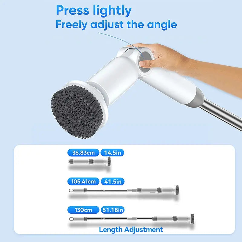 Electric Spin Scrubber | 8-in-1 Cleaning | IPX7 Waterproof | Adjustable Extension