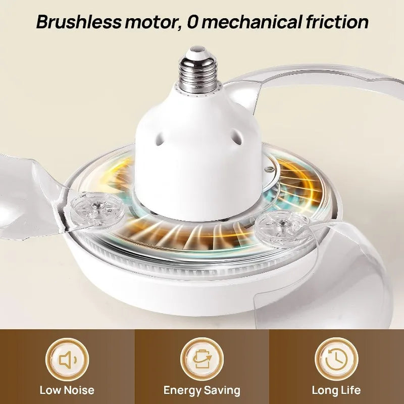 Ceiling Fan Light | Retractable Design | E27 Socket | Remote, Dimmable LED