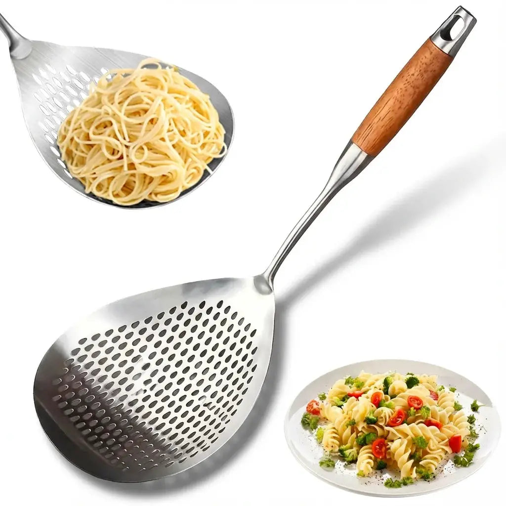 1Pc Heavy-Duty Stainless Steel Ladle Skimmer - High-Temp Resistant Fine Mesh Ergonomic Handle for Frying Hot Pot Kitchen Utensil from PriceLows™