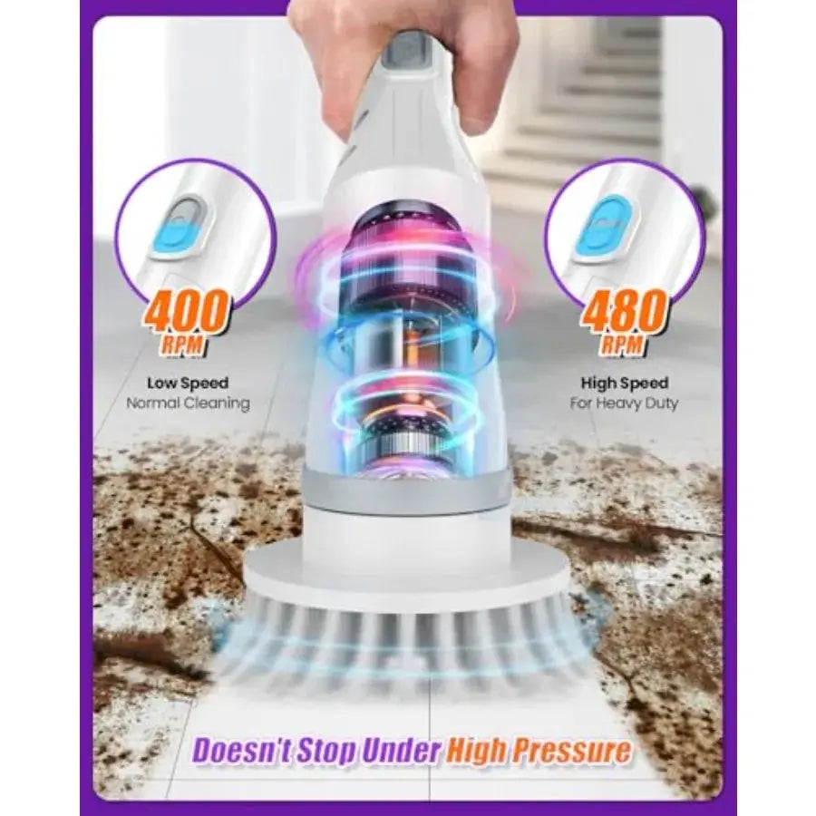 Electric Spin Scrubber | Cordless | 2-Speed IPX | Six Brush Heads