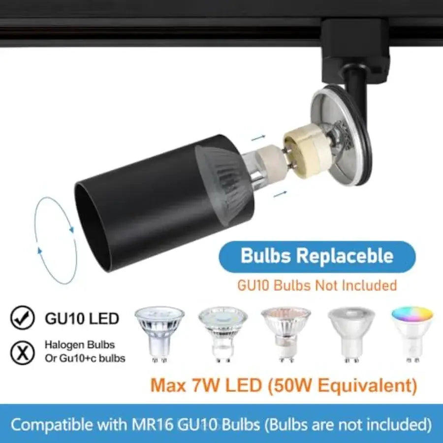 4-Light LED Track Lighting Kit with 3.3FT H Track Lighting Rails and Floating Canopy Connector GU10 Track Light Kit Modern Kitc from PriceLows™
