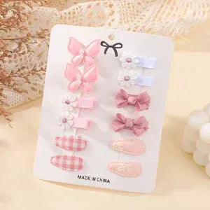Rainbow Hair Bows | 16Pcs Colorful Set | Boutique Hairpins For Kids