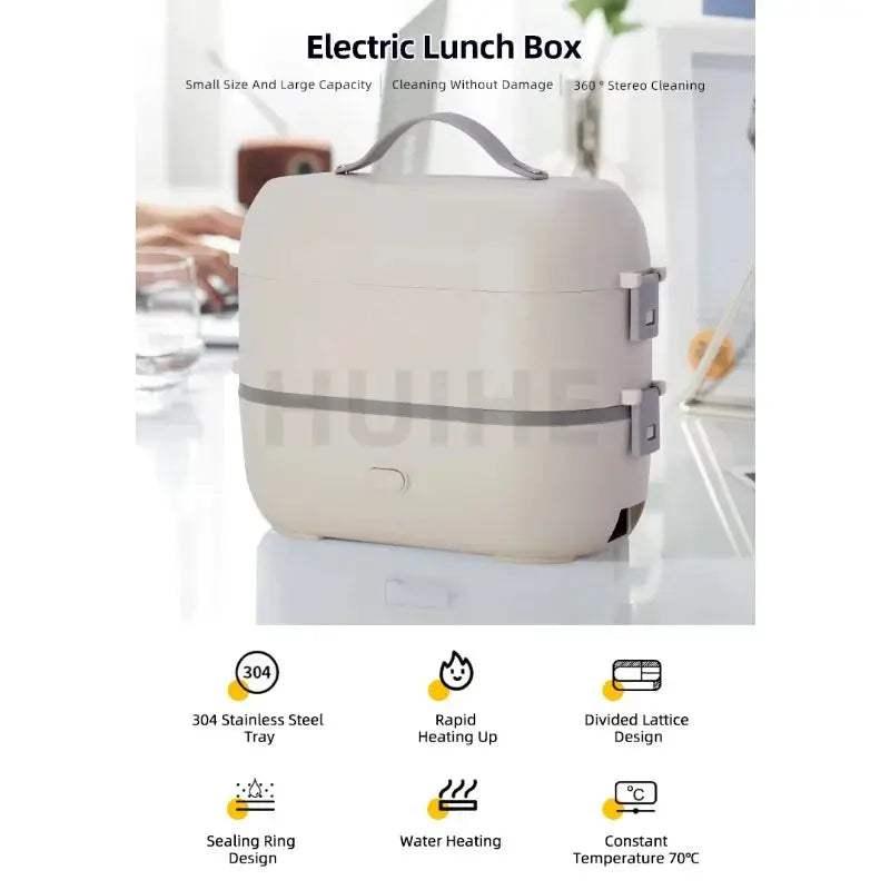 3-in-1 Portable Electric Lunch Box 2L Leakproof Stainless Steel Warmer for Adults for Home Car Outdoor Use from PriceLows™