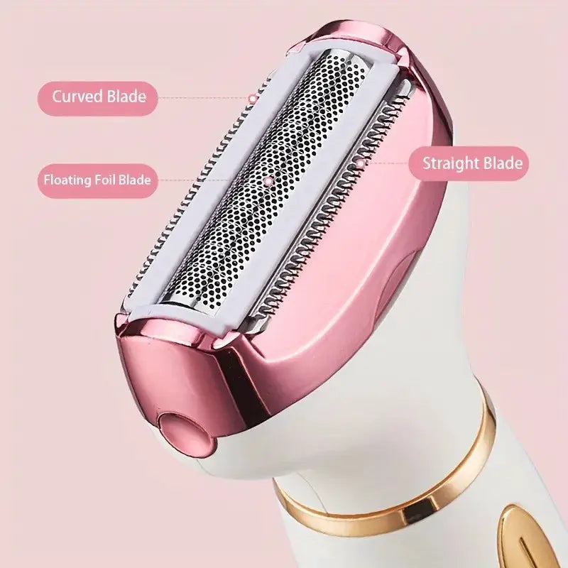 4 In 1 Electric Shaver | Disk Epilator | Metal Nozzles | Rechargeable