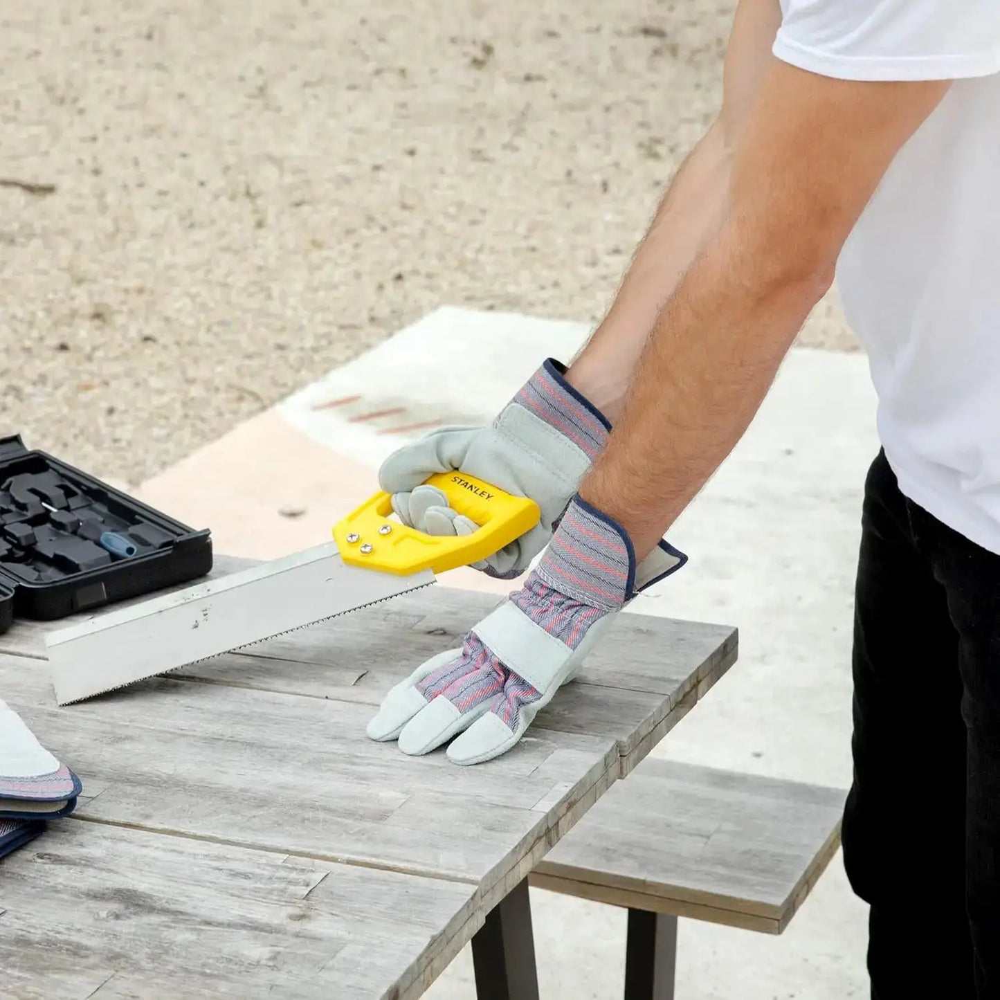 Cowhide Leather Work Gloves with Suede Finish Palm, Rubberized Safety Cuff, 5 Pairs for Heavy Duty Tasks from PriceLows™