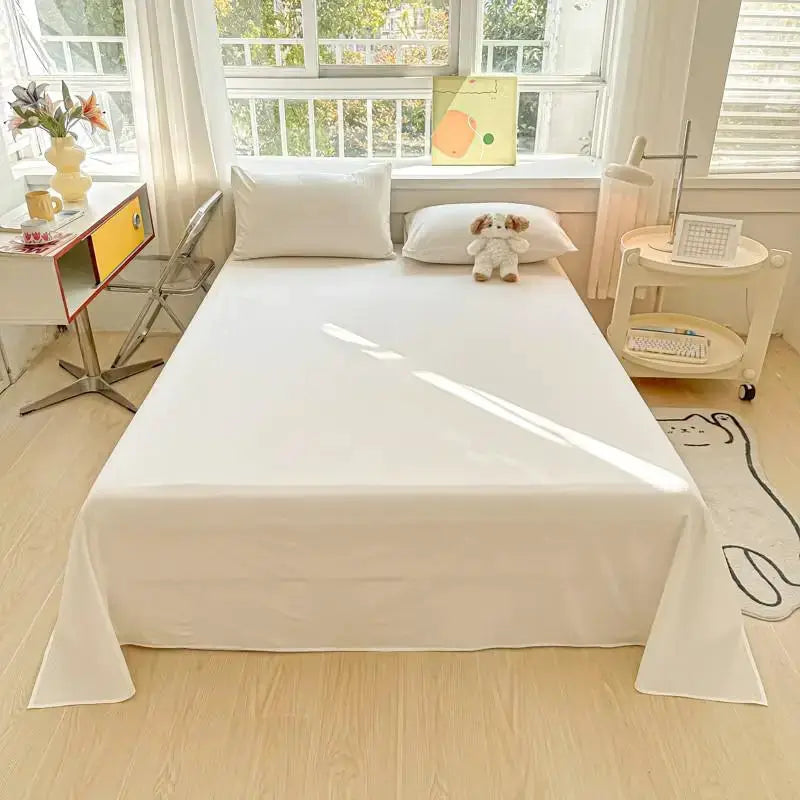 100%Organic Washed Cotton Bed Sheet 3Pcs Basic Percale Weave Soft Breathable Eco-Friendly Kids Adults Flat sheet Pillowcases from PriceLows™