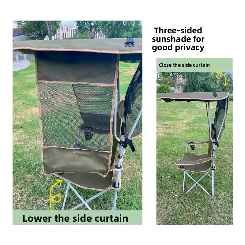 Outdoor Folding Chair | Sunshade Canopy | Iron Frame