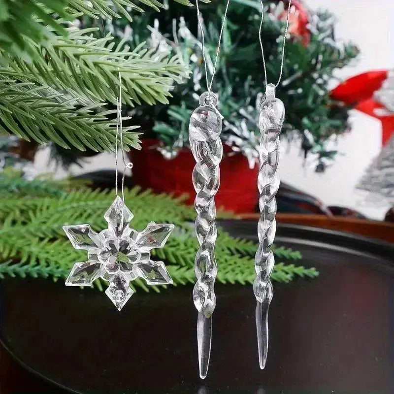 Acrylic Snowflake Ornaments | Clear Crystal Look | Ready To Hang | 12 24 Pcs