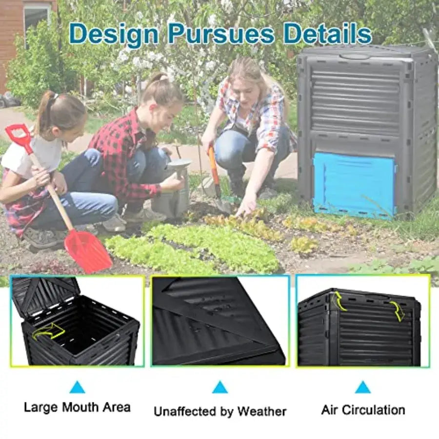 Garden Compost Bin 80 Gallon 300L Large, Outdoor Composter from PP Material, Composting Box Easy Assembly Many Vents, Fast Crea from PriceLows™