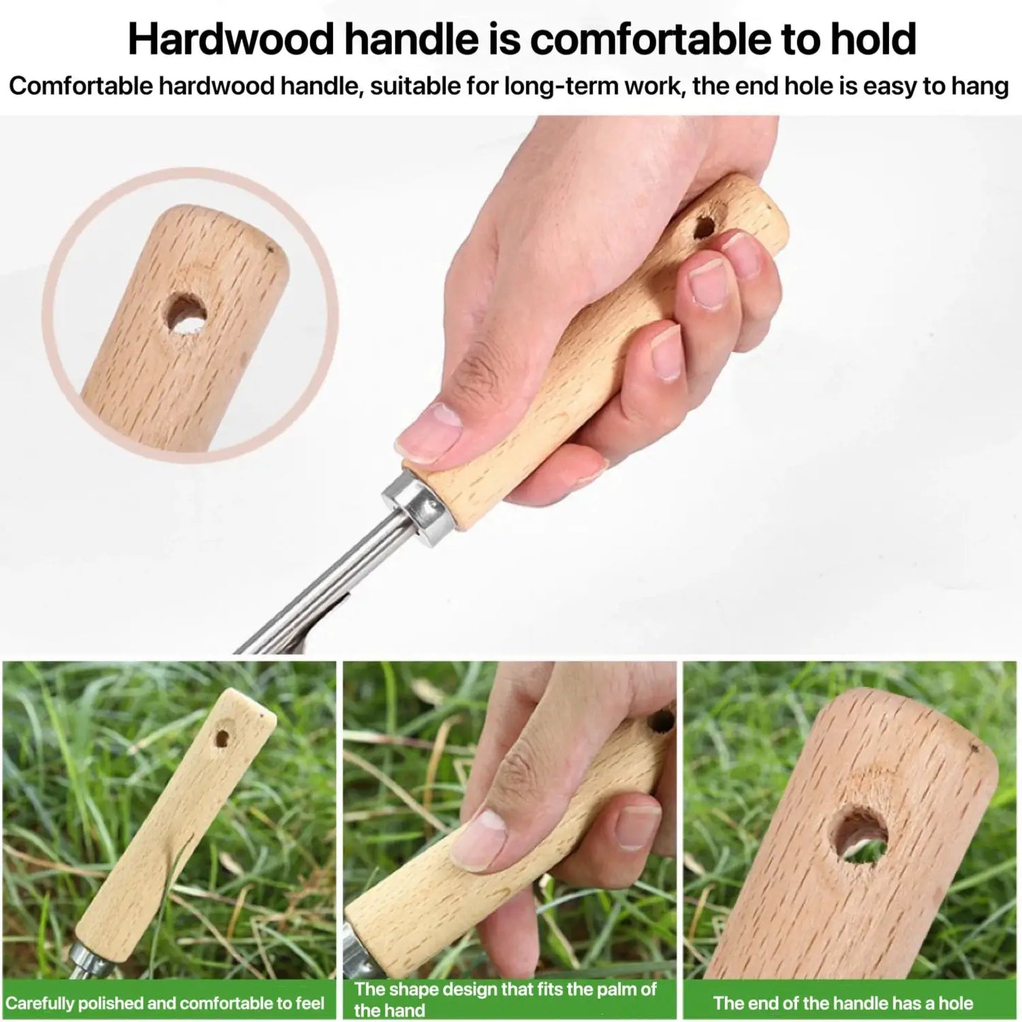 Wood Hand Weed Puller Tool For Root Removal With Garden Handle
