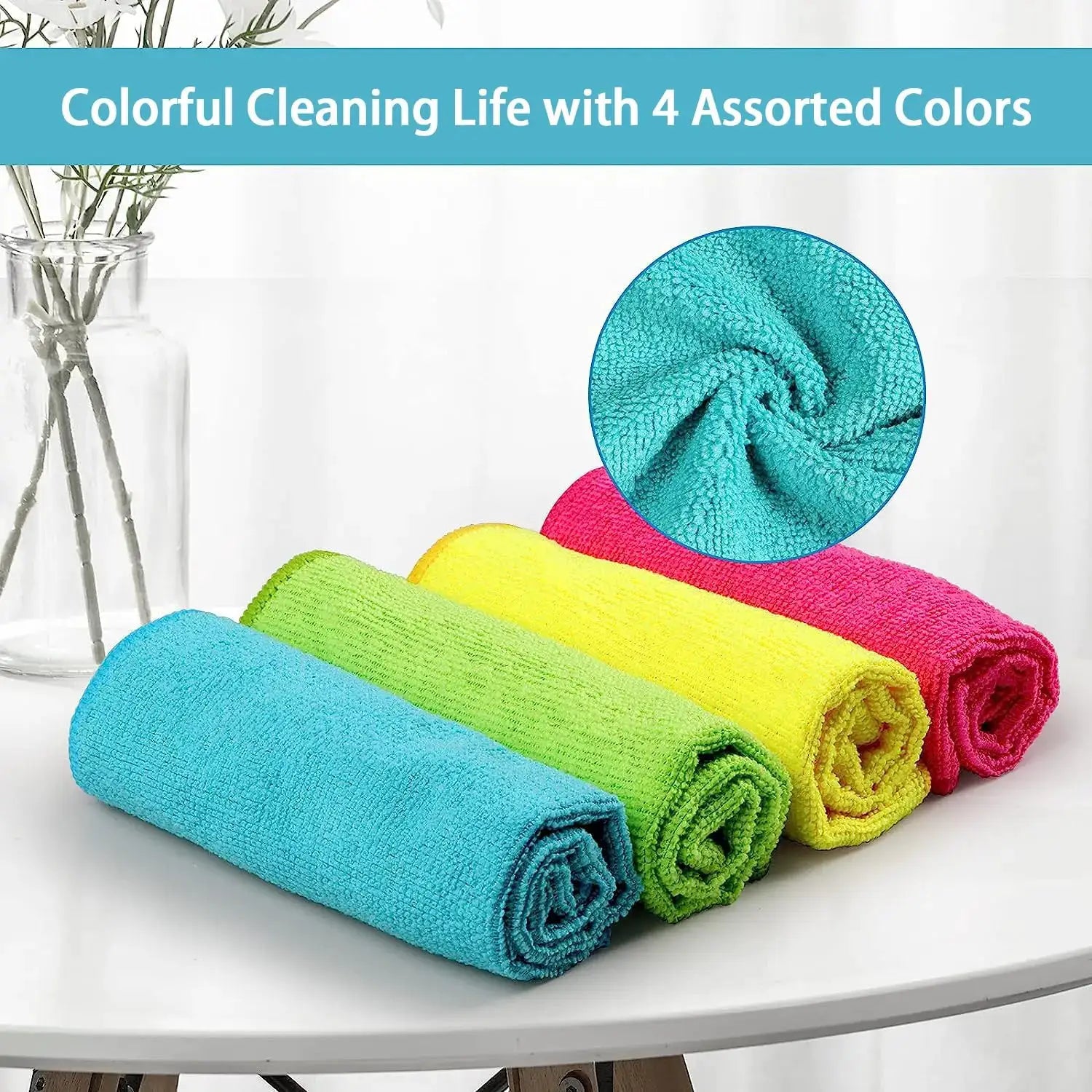 12pcs Microfiber Cleaning Cloth 30X30 cm ,12 Pack Cleaning Rag, Cleaning Towels with 4 Color Assorted,11.8"X11.8" from PriceLows™