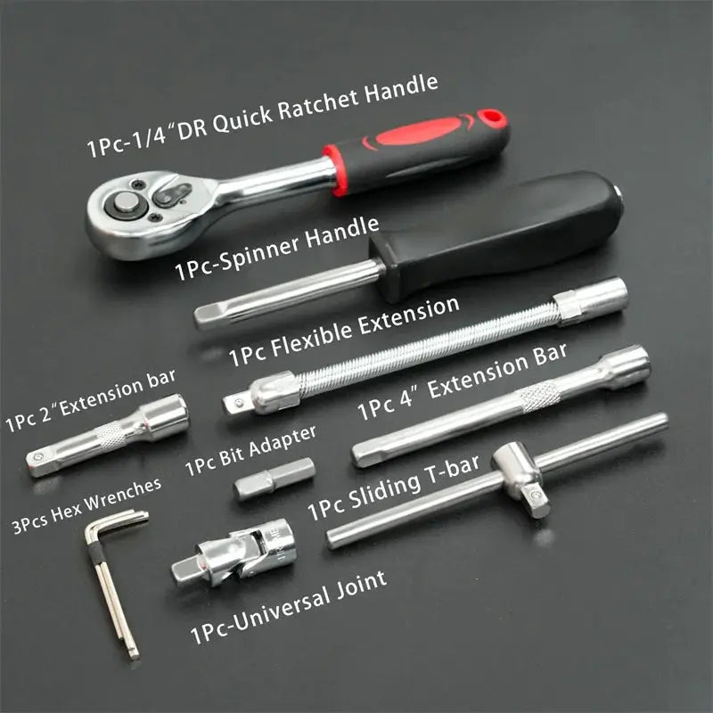 46pcs Car Repair Tool Kit Ratchet Torque Wrench Spanner Screwdriver Socket Set Combo Tools Kit Bicycle Auto Repairing Tool Mech from PriceLows™