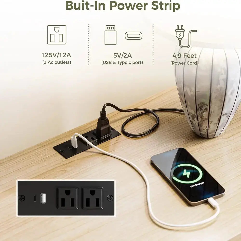 IRONCK Fluted Night Stand Set of 2, Modern Nightstand with Charging Station, Drawers and Open Shelves-Bedside Table for Bedroom from PriceLows™