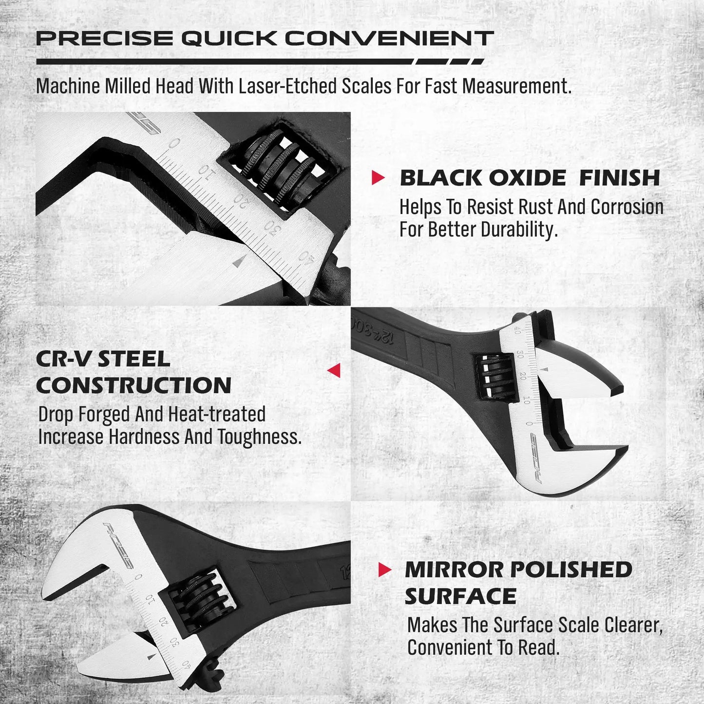 SEDY 4PCS Adjustable Wrench Set, 6/8/10/12 Inch CR-V Steel Spanner with Black Oxide Finish for Auto, Plumbing & Home Repairs from PriceLows™