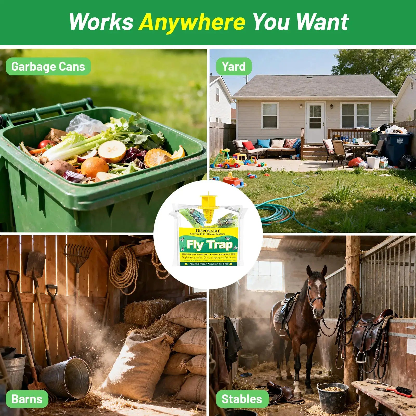 6/8 Pack Outdoor Fly Traps With Non-Toxic Bait Patio Hanging Disposable Fly Bags Flying Bug Control Pest Killer Repellent Insect Catchers For Ranch Backyard Trash Bin from PriceLows™