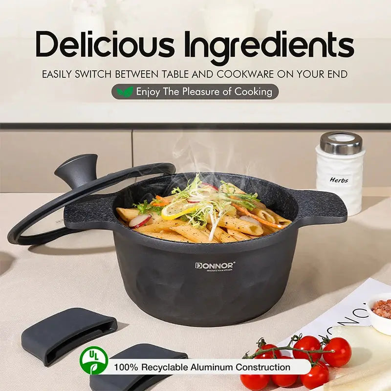 DONNOR 16Pcs Stockpot with Lid Kitchen Induction Cookware Set Multipurpose Stock Pot for Stew Simmering Soup Pot JT450 from PriceLows™
