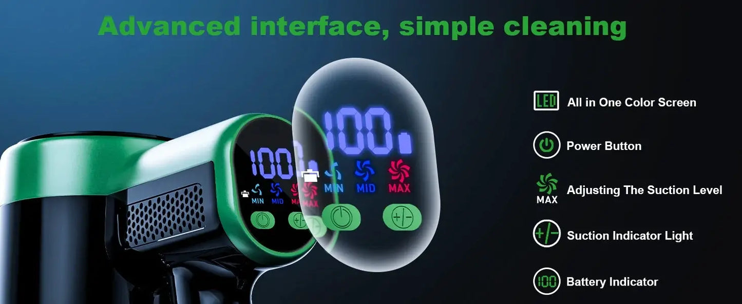 Cordless Vacuum Cleaner | 58KPa Suction | 55 Min Runtime | LED Lighting Brush