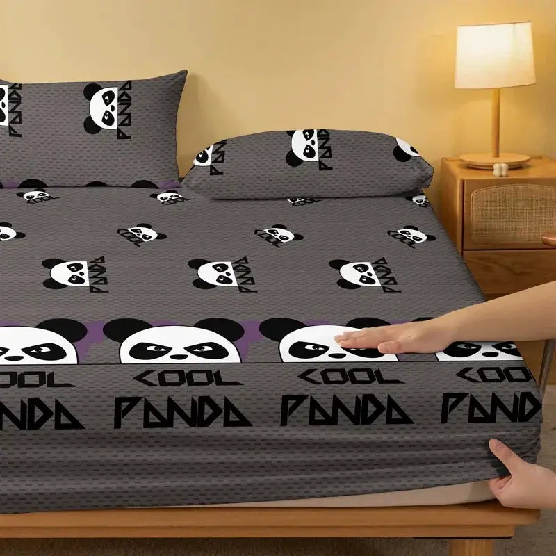 1 Cartoon Cute animal panda printed matte Fitted Sheet, bedroom printed bed cover, bedding (excluding pillowcases) from PriceLows™