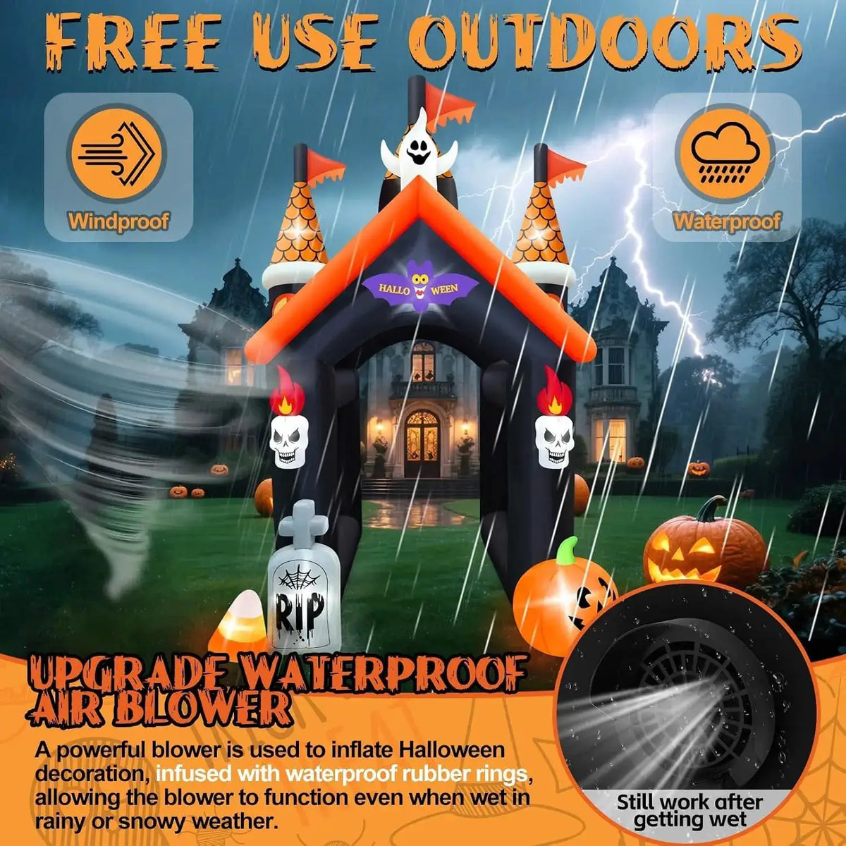 Halloween Inflatable Archway | 12 Ft | Haunted House Theme