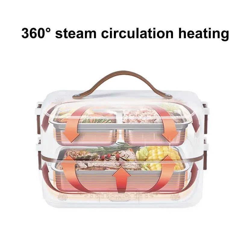 110V/220V Electric Lunch Box Portable Food Fast Heating Lunch Box 304 Stainless Steel Warmer Multi-Layer Office Lunch Box 800ml from PriceLows™