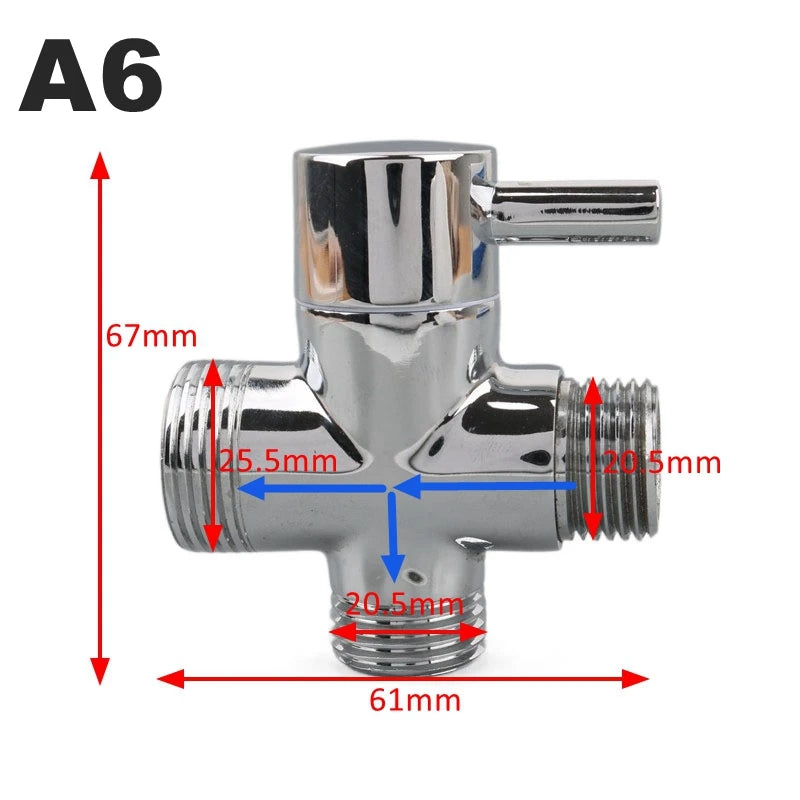Shower Diverter Valve | 3-Way Brass | G1/2 G3/4 Threads | Shower Arm Adapter