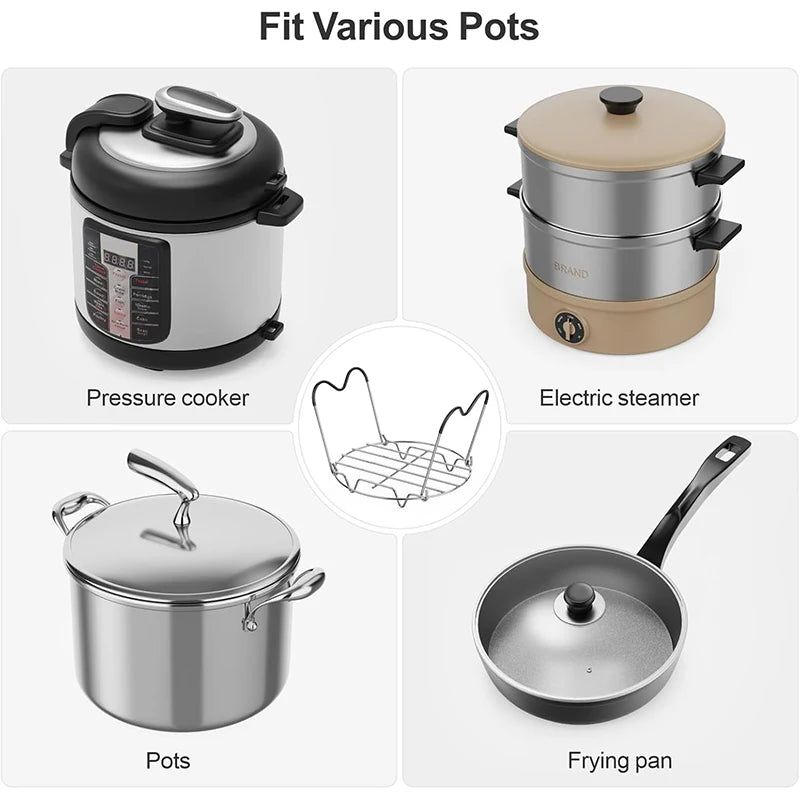 Instant Pot Steamer Rack | Stainless Steel | Silicone Handles | Fit 6 and 8 Qt