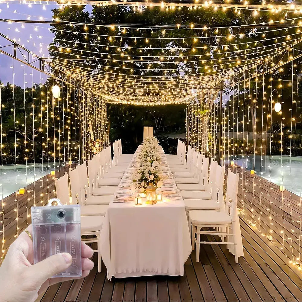 Battery Power Outdoor LED Fairy Curtain Light String Eid Mubarak BedroomDecoration Ramadan Home Decoration 2026 Valentine's Day from PriceLows™