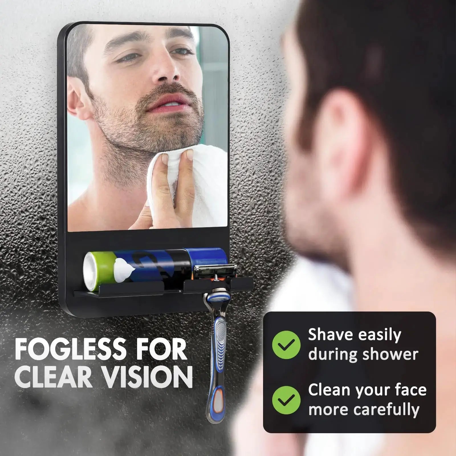 Fogless Shower Mirror | Razor Holder | Suction Mount | One Size from PriceLows™