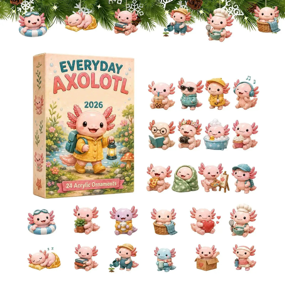 Christmas Advent Calendar | 24 Slot Frame | 2D Animal Acrylic | Kids Decor