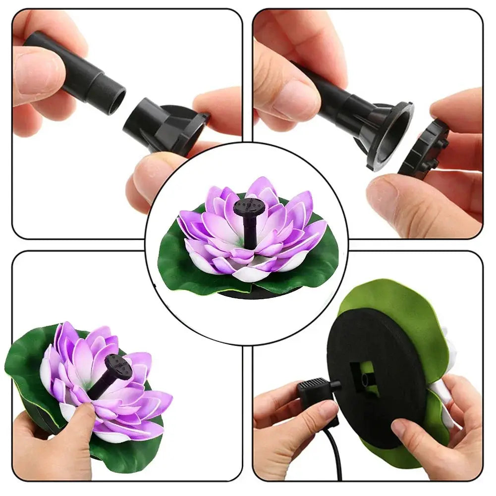 Lotus Solar Water Fountain Brushless Pump Mini Waterfall Fountain Artificial Lotus Flowers Fountain for Outdoor Bird Bath from PriceLows™