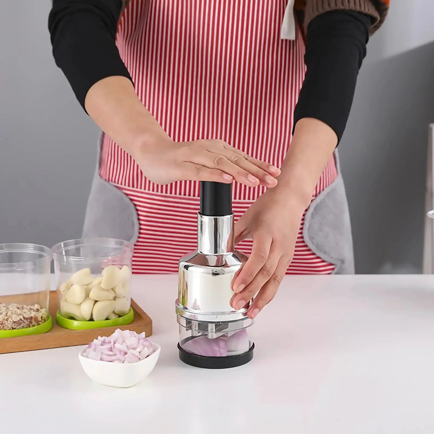 Manual Food Chopper Handheld Slap Press Chopper Mincer for Onions Garlic Nuts Efficient Garlic Onion Peeling Artifact from PriceLows™