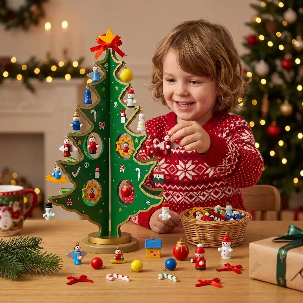 Christmas Advent Calendar | 24 Days | 28 Ornaments | Wooden Tree