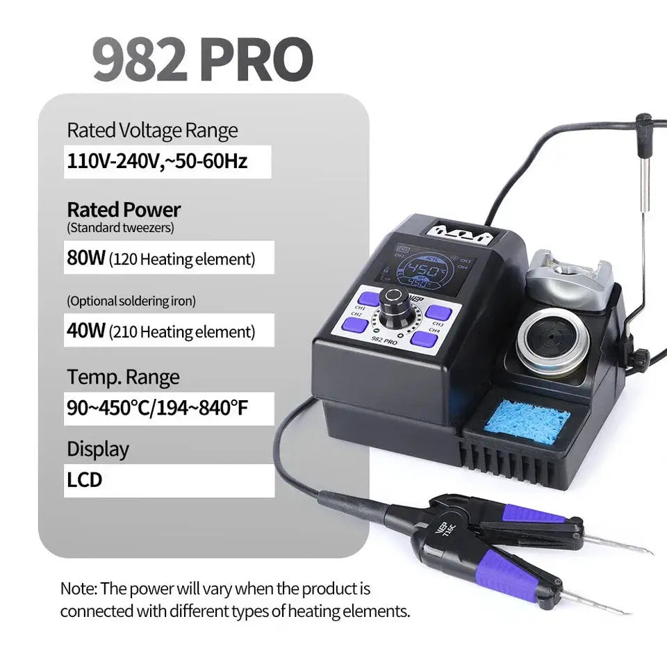 WEP Hot Tweezers Soldering Iron Station 982 PRO Precision Desoldering Station For Micro-components Repair DIY SMD Welding 982DSE from PriceLows™