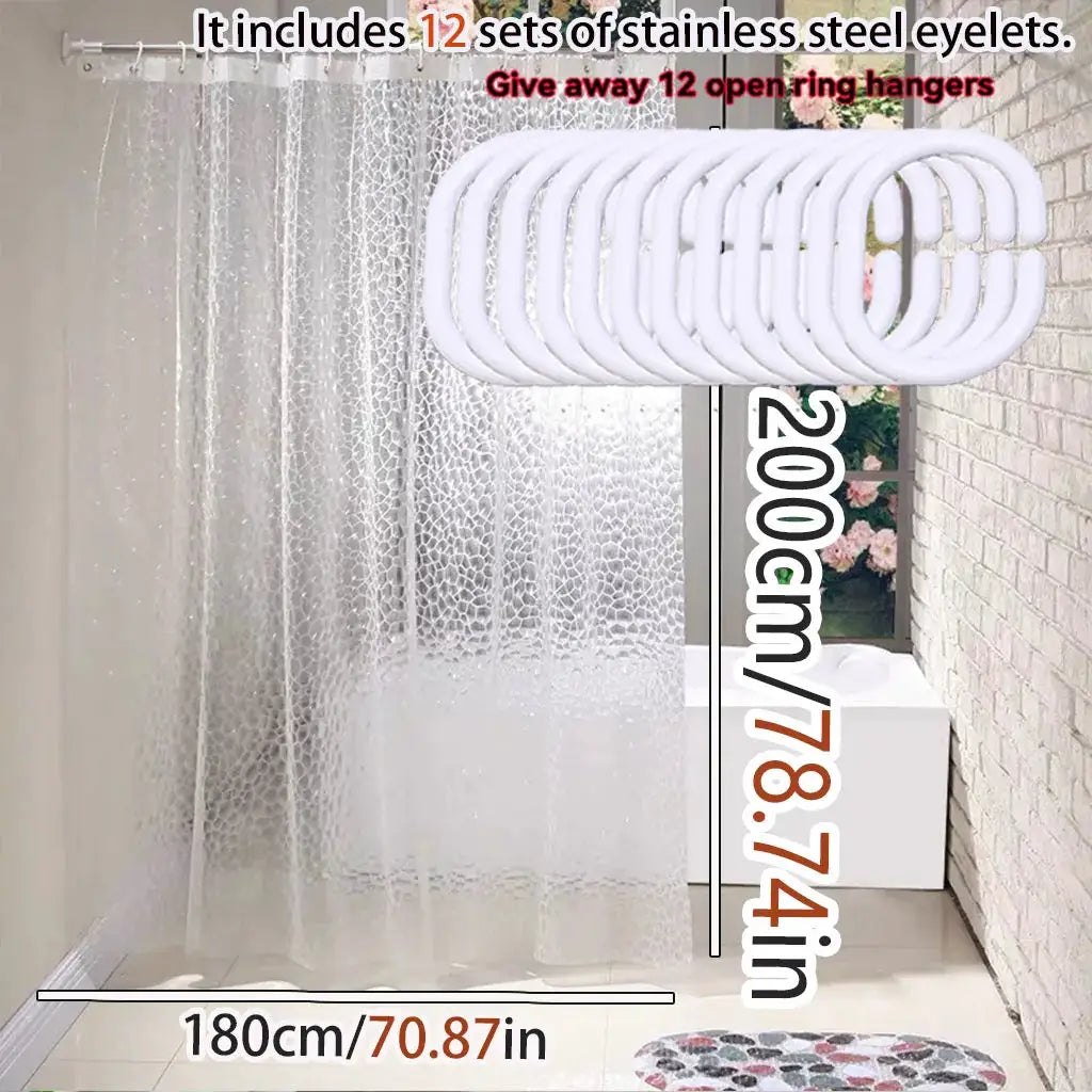 【 Water light glass 】 Translucent Water Cube shower curtain 3D three-dimensional ice crystal texture waterproof PEVA material from PriceLows™
