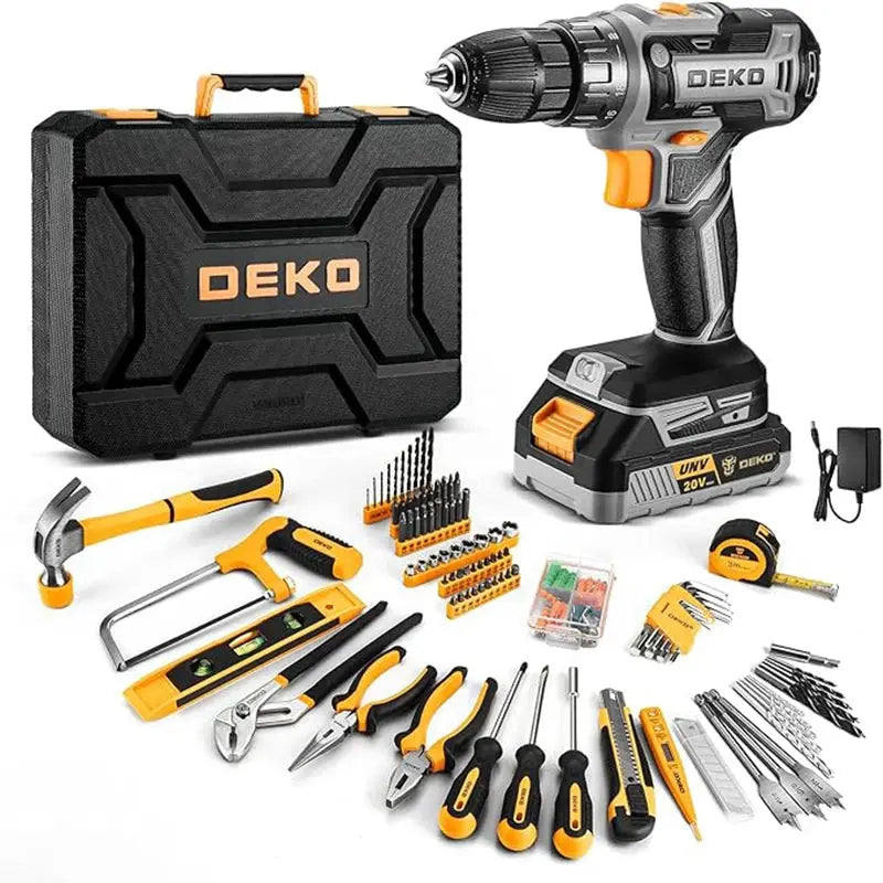 DEKO 20V cordless drill kit with battery, men's drill, manual repair, basic toolbox, suitable for household tools from PriceLows™