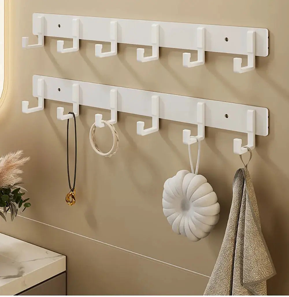 Kitchen space aluminum punch-free hooks are easy to install kitchen utensils storage hooks bathroom bathrobe towel hangers from PriceLows™