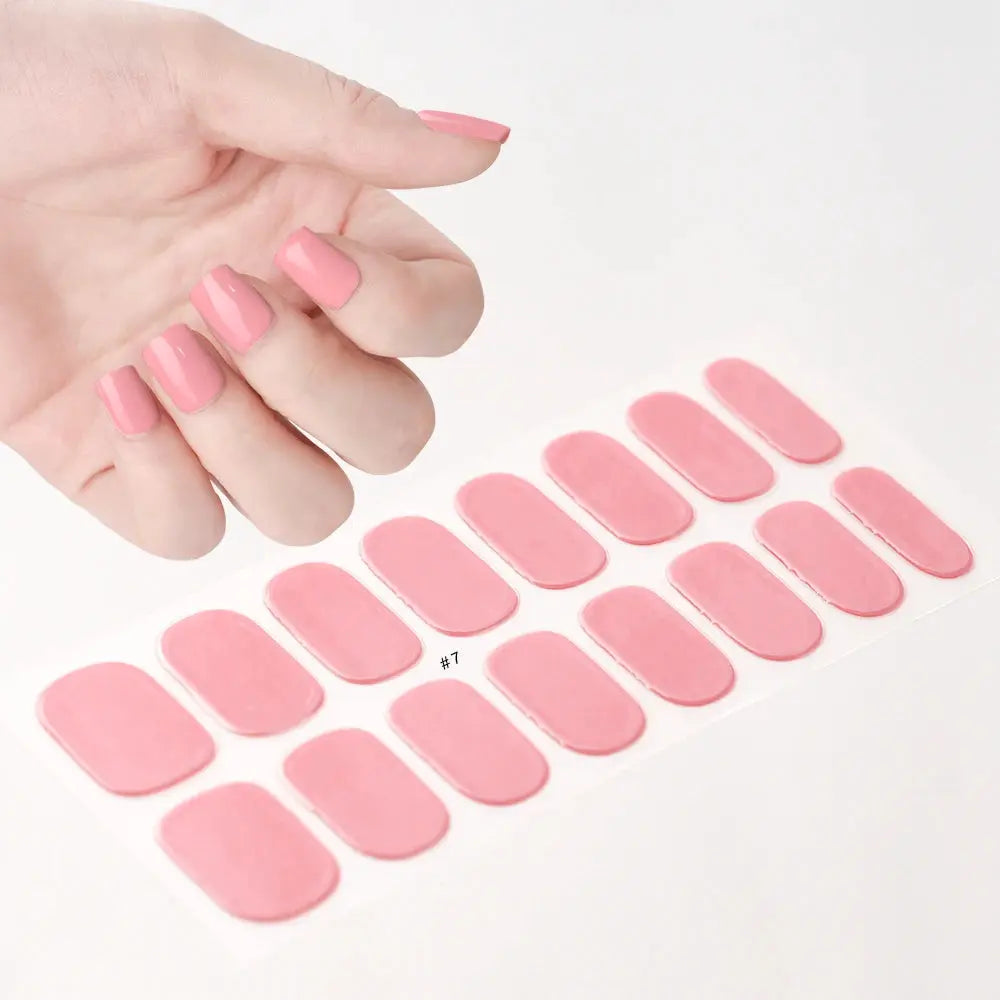Semi Cured Wraps Fast Gel Nail Sticker Soild Nail Gel Wraps Adhesive Full Cover Gel Nail Decal UV Lamp Cured Manicure Decoration from PriceLows™