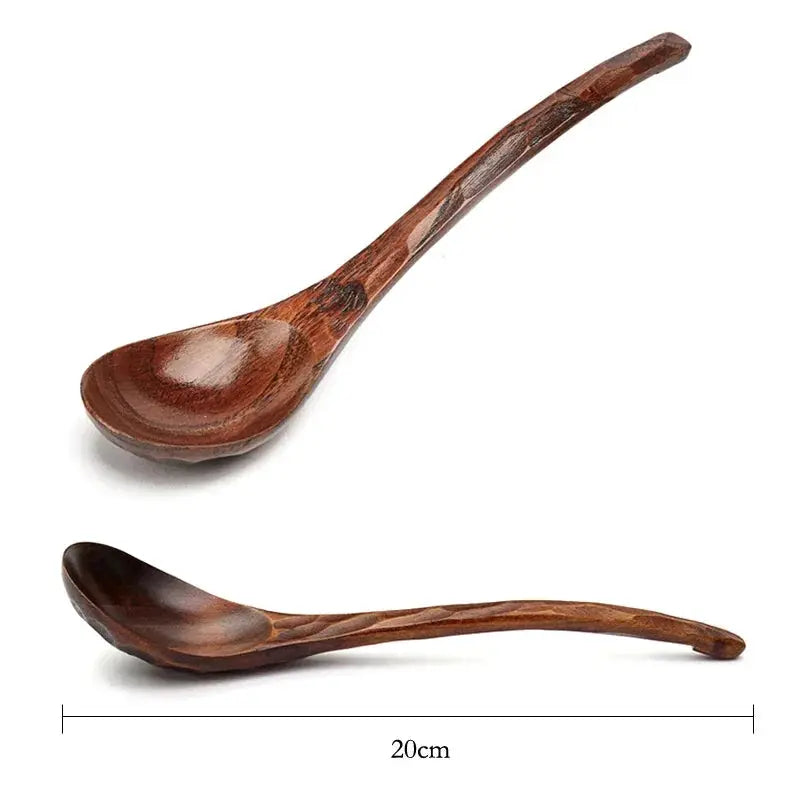 2Pcs Wooden Spoon Long Handled Ramen Soup Spoon Big Japanese Style Kids Rice Dessert Cereal Dinning Spoon Wood Kitchen Tableware from PriceLows™