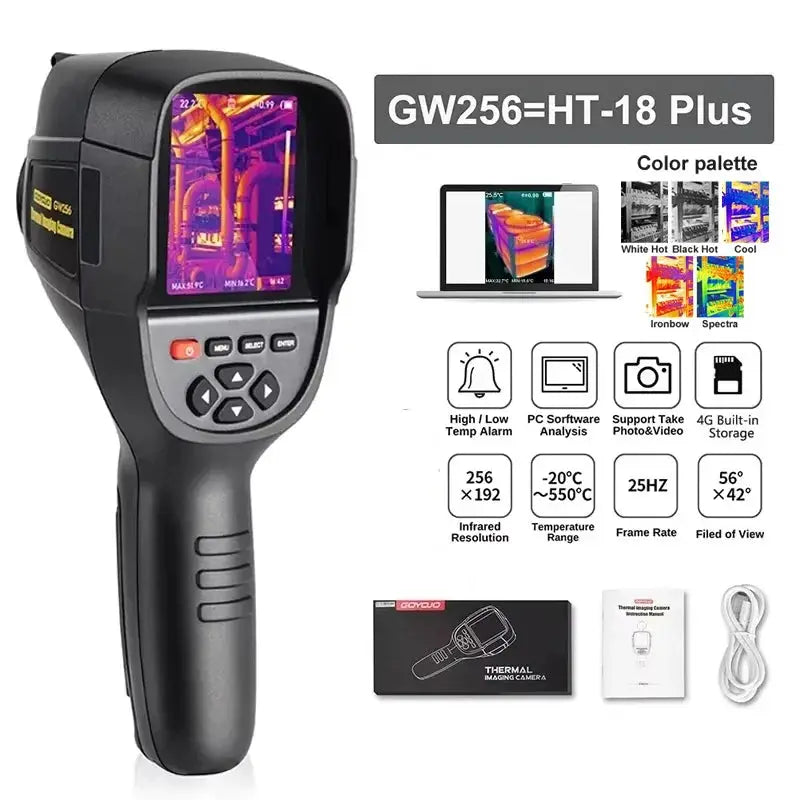 256x192 Thermal Imaging Camera GW256 with Dual-Light Fusion for Home Inspection HVAC Mechanical Maintenance from PriceLows™