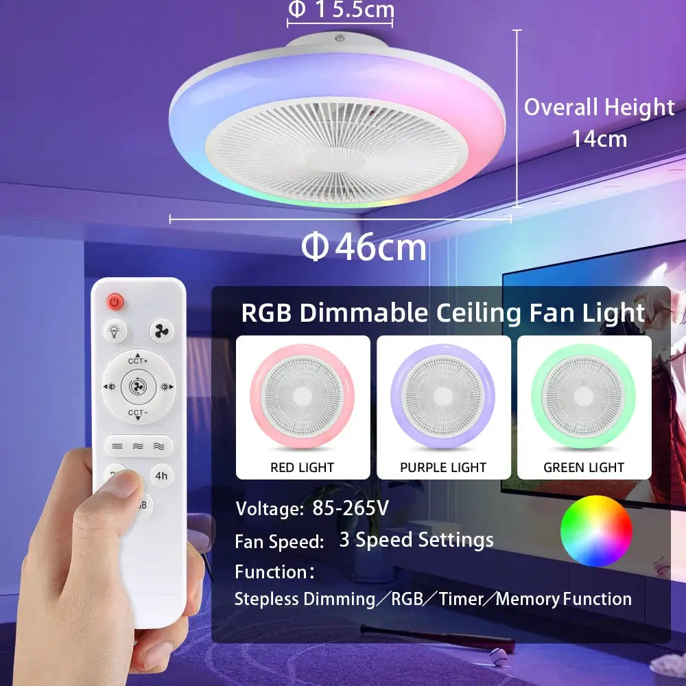 Dimmable Ceiling Fan Light | 110V/220V | E27 Base | Remote, 3 Color Temperatures