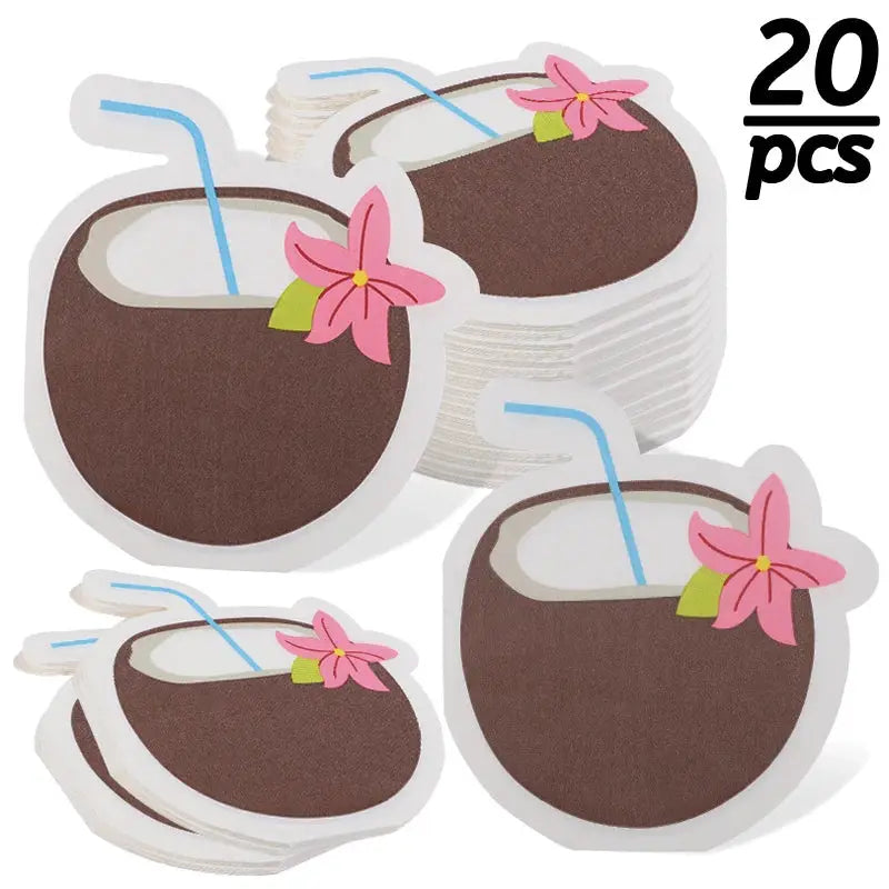 Coconut Paper Napkins | 20 Piece Pack | Solid Color | Tropical Pattern