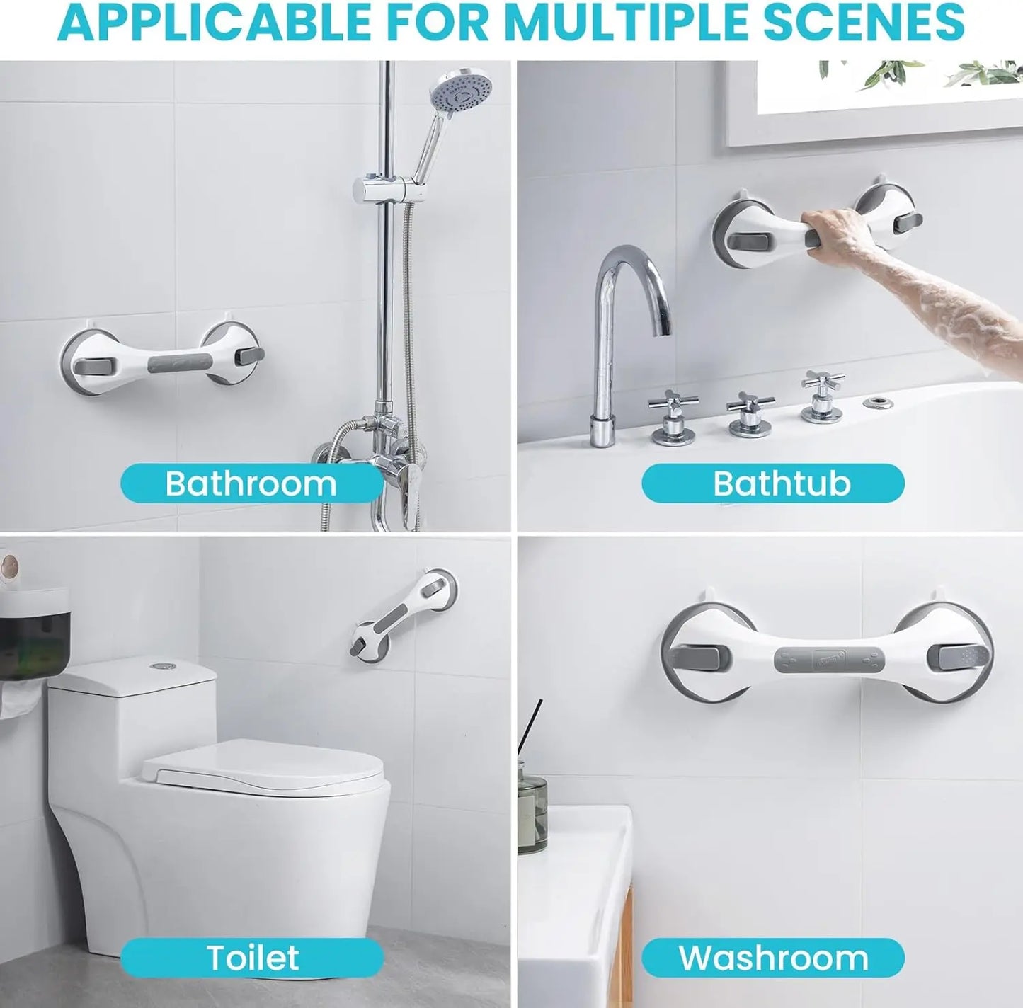 Shower Grab Bar | 12 Inch | Suction Cup | 1 Or 2 Pack