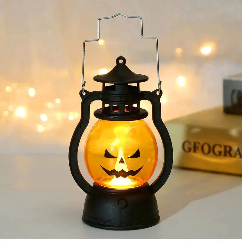 Halloween Pumpkin Light | Plastic Shell | Ghost Accent Glow | Mini Size