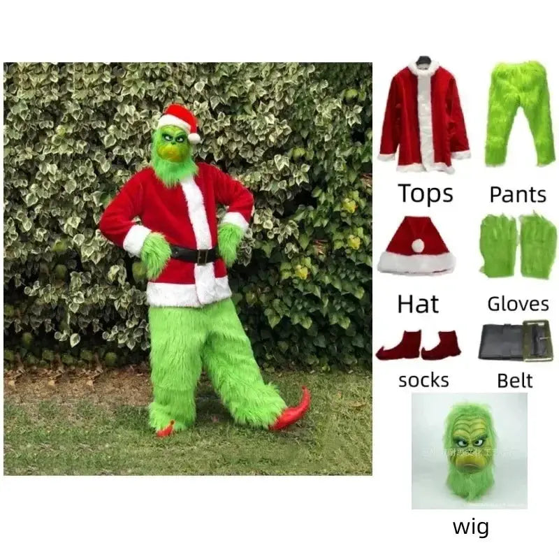 Adult Green Monster Costume | Knit Polyester | Gloves And Mask | Unisex One Size