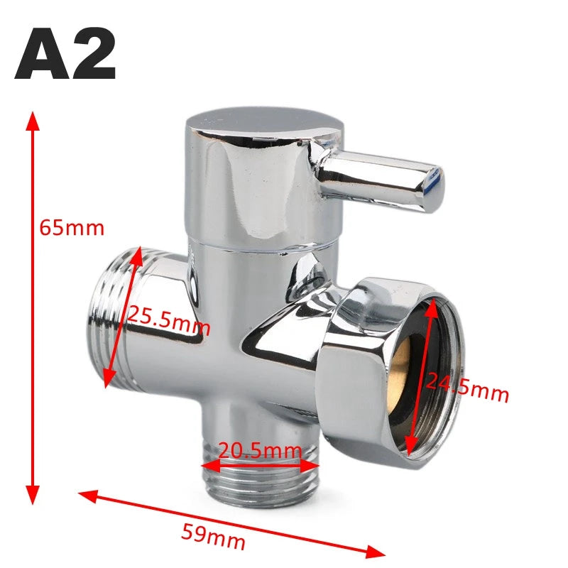 Shower Diverter Valve | 3-Way Brass | G1/2 G3/4 Threads | Shower Arm Adapter