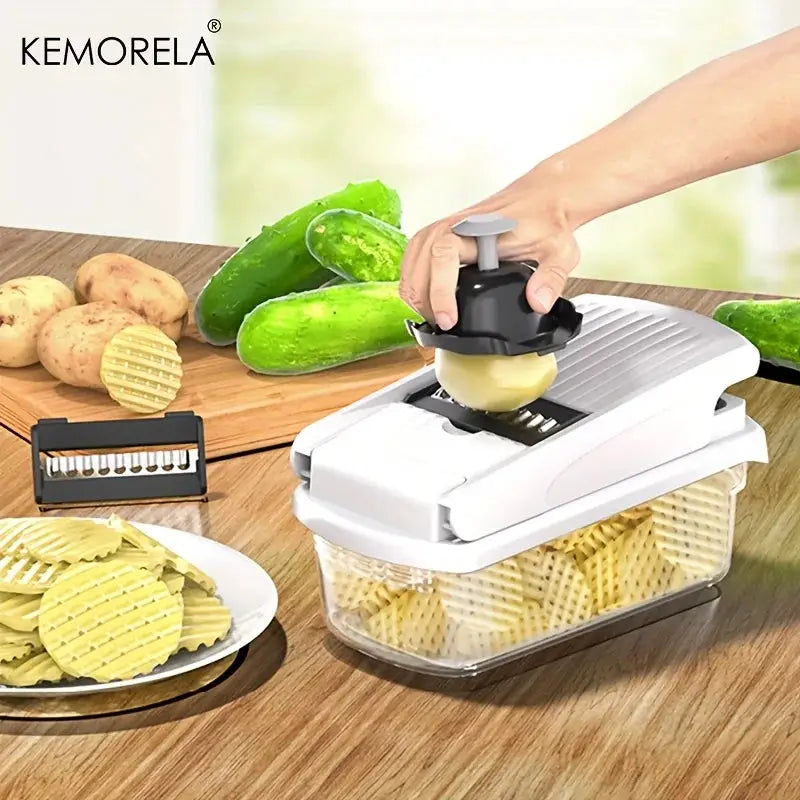 Vegetable Chopper | Stainless Steel Blades | With Container | 14 In 1