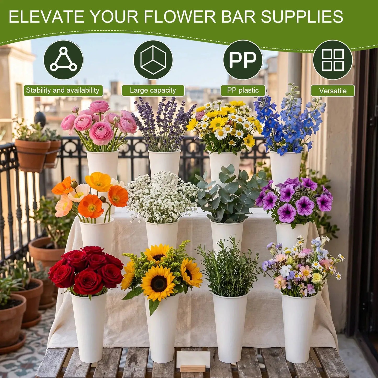12 PCS Plant Stand Tapered Buckets (Flower Stand Not Included) Plastic Tapered Buckets for Home Patio Balcony Garden from PriceLows™