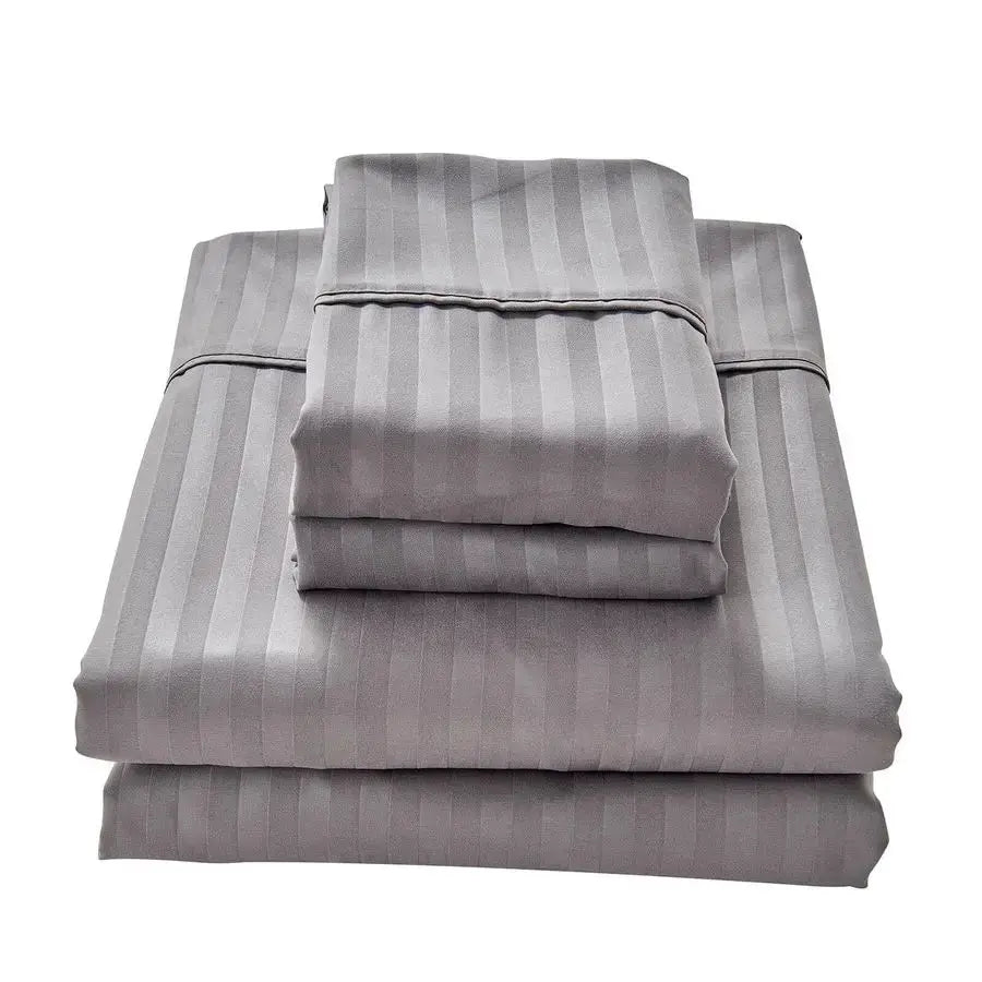 Striped Sofa Bed Sheets Queen for Sleeper Sofa Bed with 46 Deep Soft Brushed 1800 Microfiber 4 Piece Bedding Set 60x74x6 Grey from PriceLows™