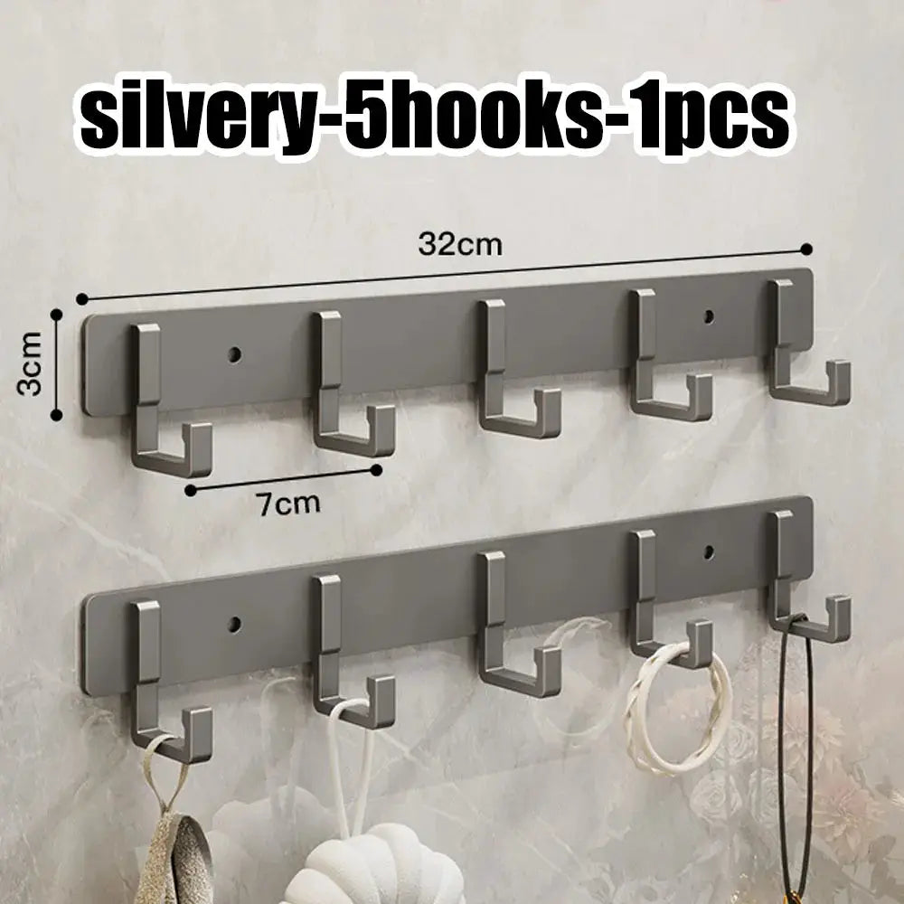 Kitchen space aluminum punch-free hooks are easy to install kitchen utensils storage hooks bathroom bathrobe towel hangers from PriceLows™